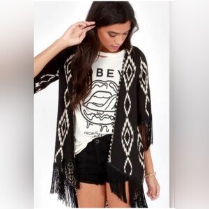 Trendy Angel Black Southwest Print Kimono new with tags one size f